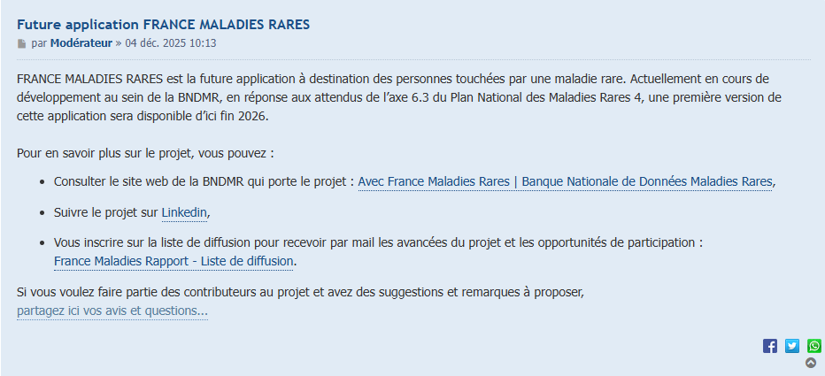 Apllication France maladies rares : donnez votre avis